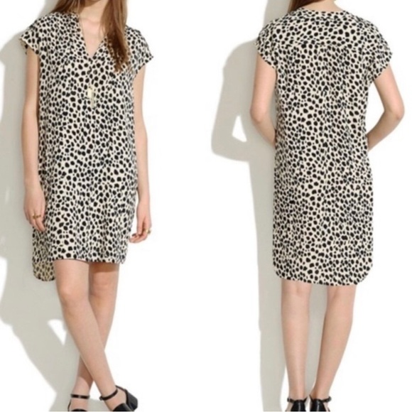 Madewell Morningside Shift Dress Leopard Sketch Size M Animal Print Short Sleeve - Picture 12 of 14